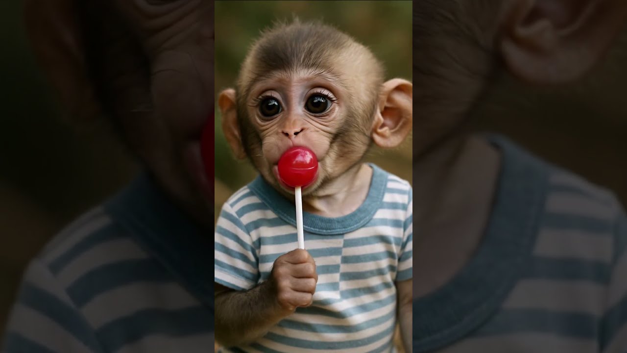Baby Monkey Tastes A Lollipop Then Bursts Into Laughter 