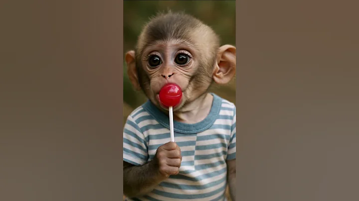 Baby Monkey Tastes a Lollipop… Then Bursts Into Laughter! 🍭😂 thumbnail