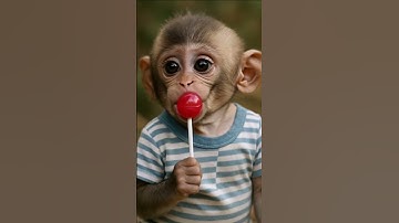 Baby Monkey Tastes a Lollipop… Then Bursts Into Laughter! 🍭😂