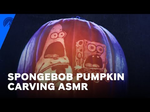 ASMR Pumpkin Carving: SpongeBob & Patrick! Satisfying Slicing Sounds (No Talking) |