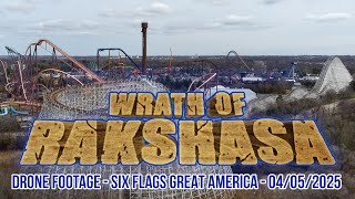 Wrath of Rakshasa - Six Flags Great America | Drone Update 04/05/25 | 4K 60 FPS