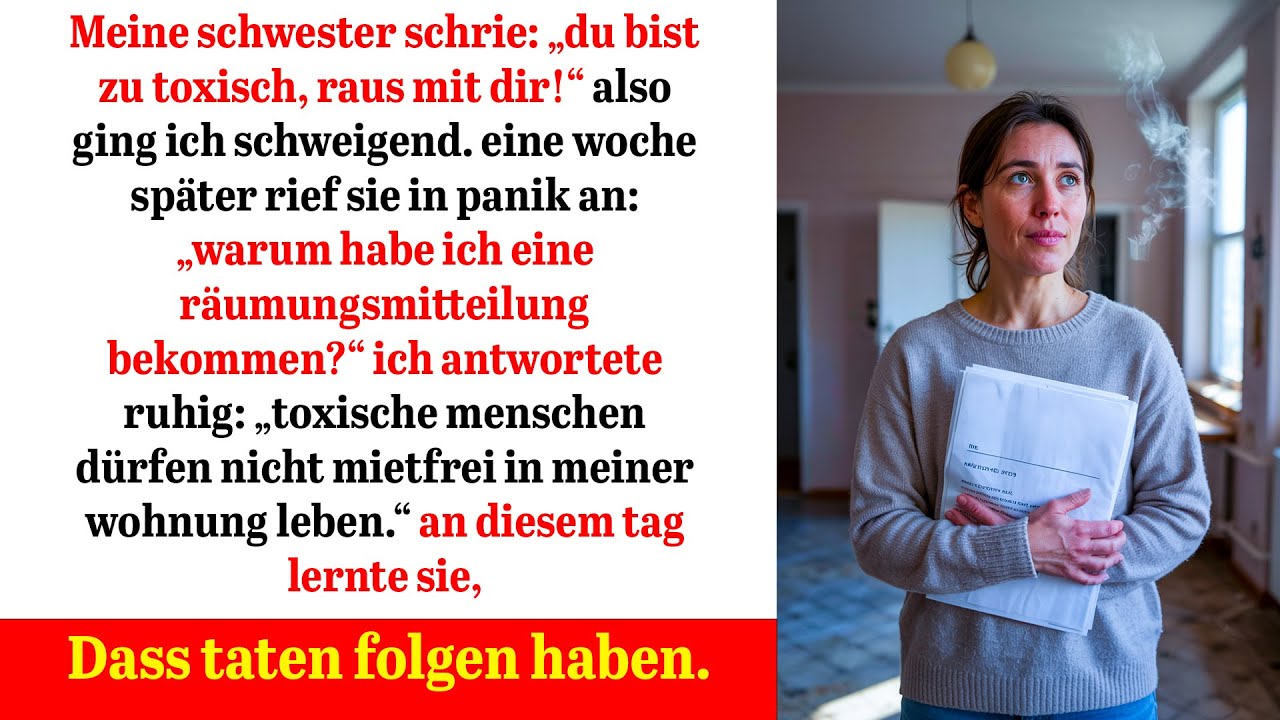 meine schwester nannte mich toxisch und warf mich raus eine woche später kam die räumung.