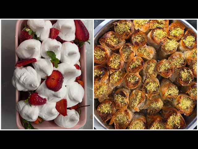 Foleza bakllavaje me kadaif dhe tiramisu me luleshtrydhe