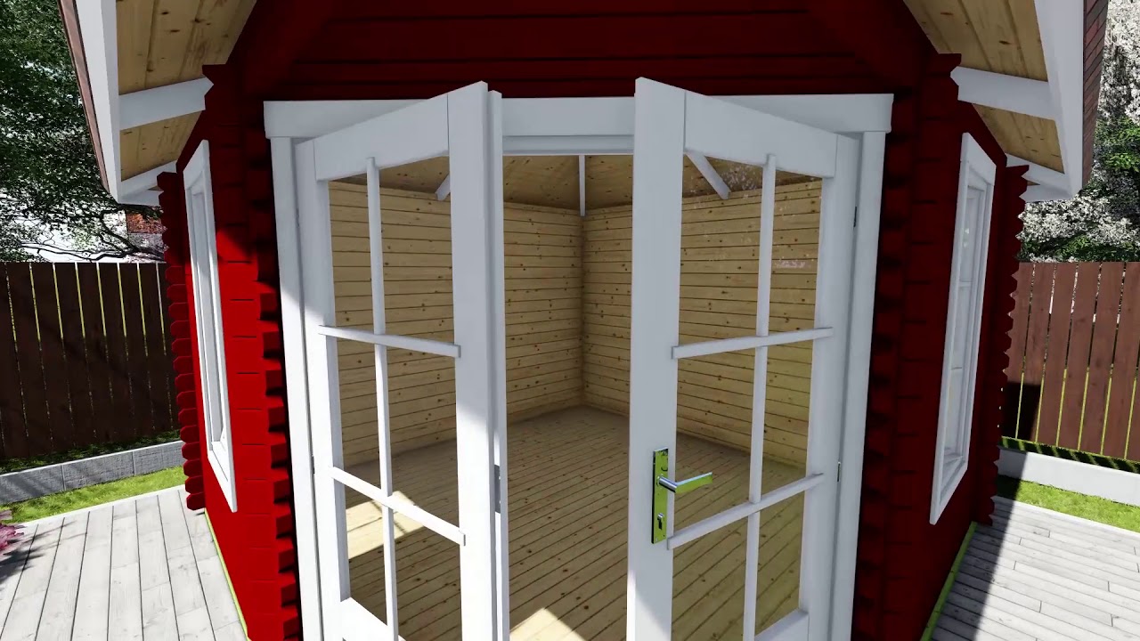 5 Eck Holz Gartenhaus 40 Mm Wandstarke Blockbohlenhaus 40020 Youtube