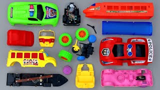 6 Minutes Satisfying with Assemble and Driving Toy CNG Auto Rickshaw, Police Car, School Bus, Train