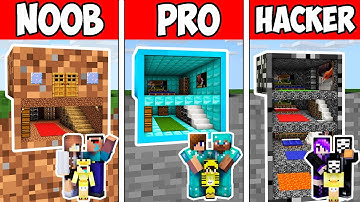 Minecraft NOOB vs PRO vs HACKER : FAMILY BLOCK UNDERGROUND BASE in Minecraft ! Animation