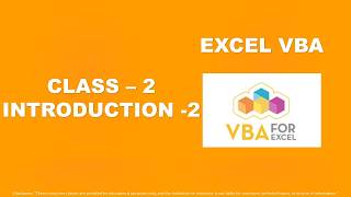 Excel VBA Class 2 - Introduction & First Program