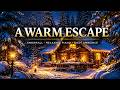 Warm Winter Cabin Ambience ❄️ Fireplace &amp; Snowfall Sounds | Relaxing Cozy Night Escape (1 Hour)