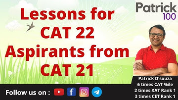 Lessons for CAT22 Aspirants from CAT21 | Patrick Dsouza | 6 times CAT 100%iler