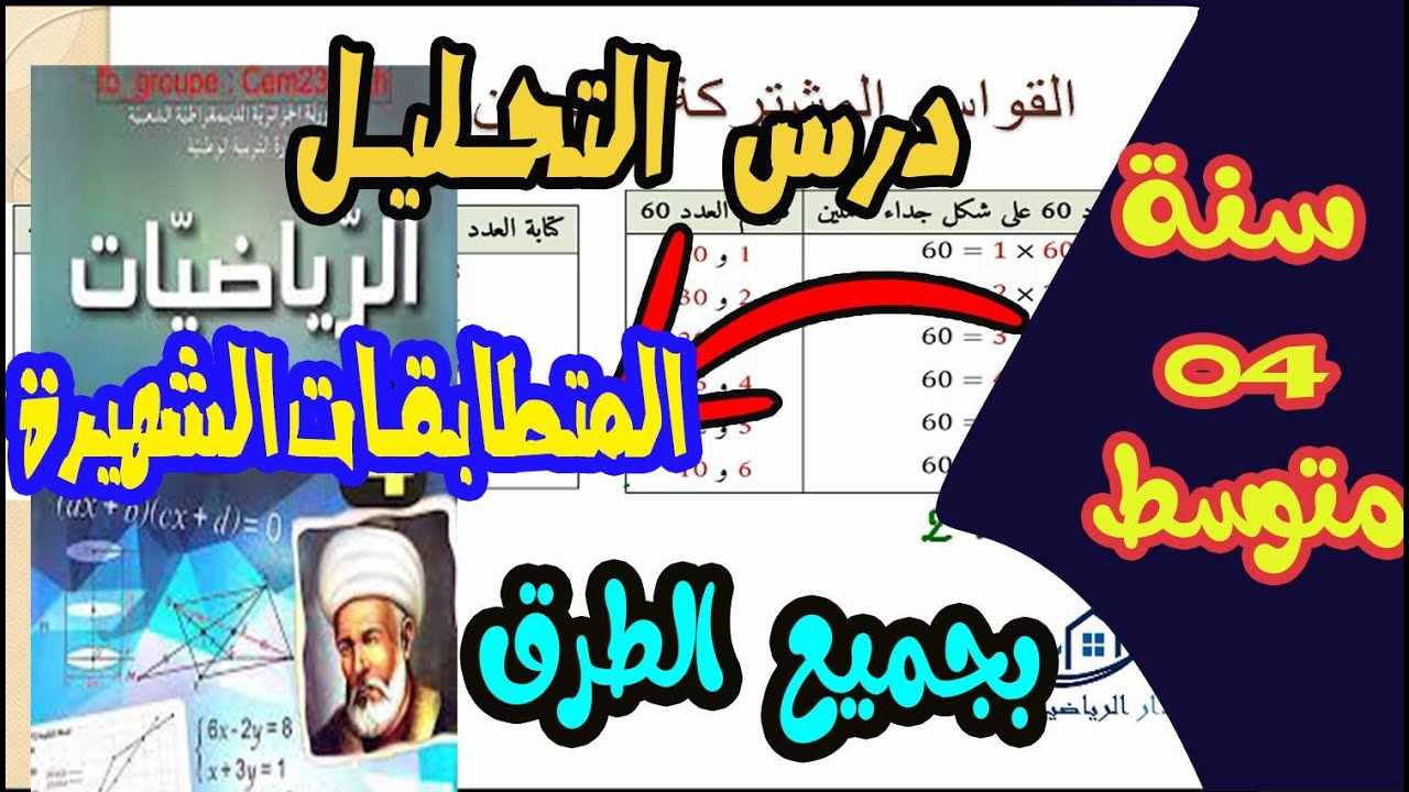 ملخص شامل لدرس تحليل عبارة جبرية  سنة رابعة متوسط