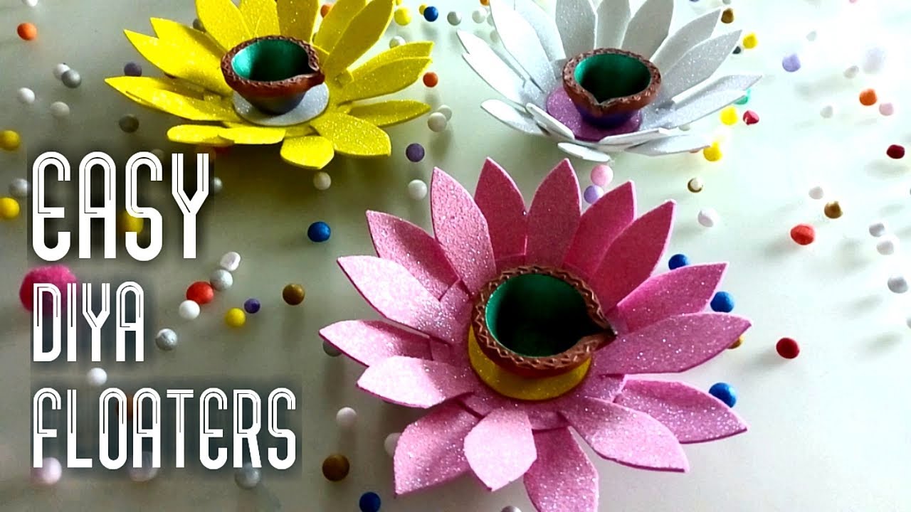 Easy Diya floaters for Diwali decoration  Diya decoration ideas  Diya decoration competition ideas