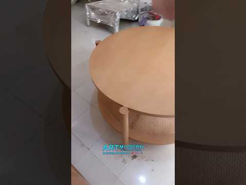 ترابيزة خشب زان كانية طبيعى قطر متر لون بندقى من ارت مودرن ترابيزة خشب زان ترابيزة كانية