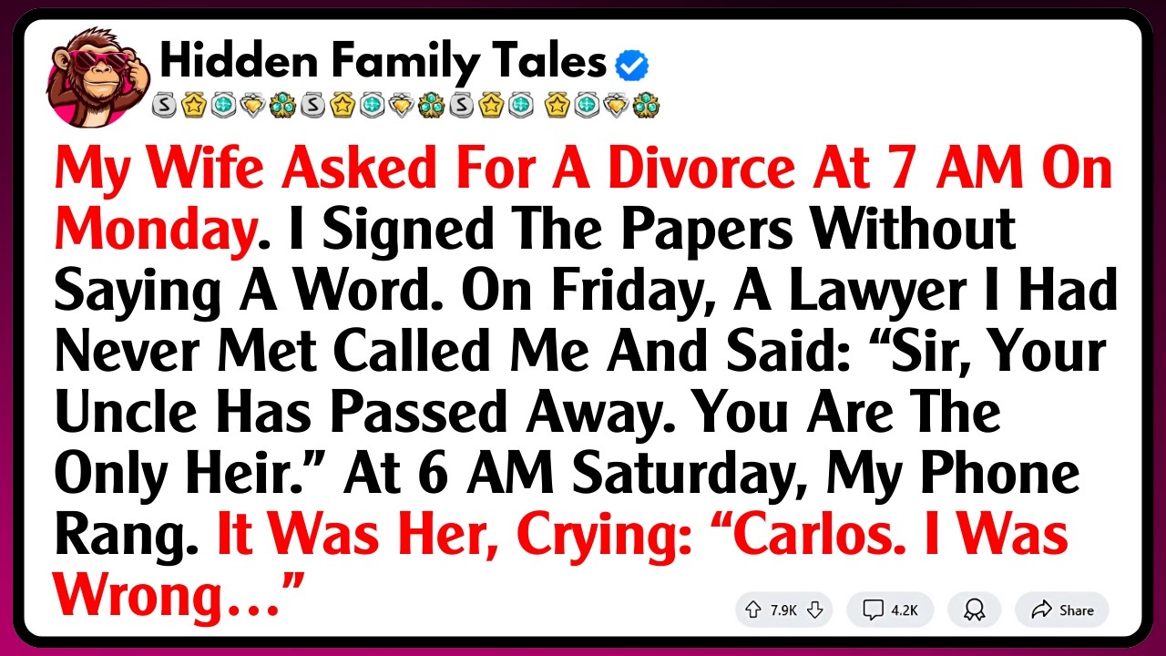 My Wife Asked For A Divorce At 7 AM On Monday. I Signed The Papers Without Saying A Word. On...