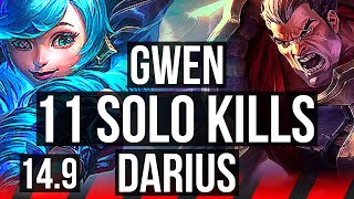 GWEN vs DARIUS (TOP) | 11 solo kills | EUW Diamond | 14.9