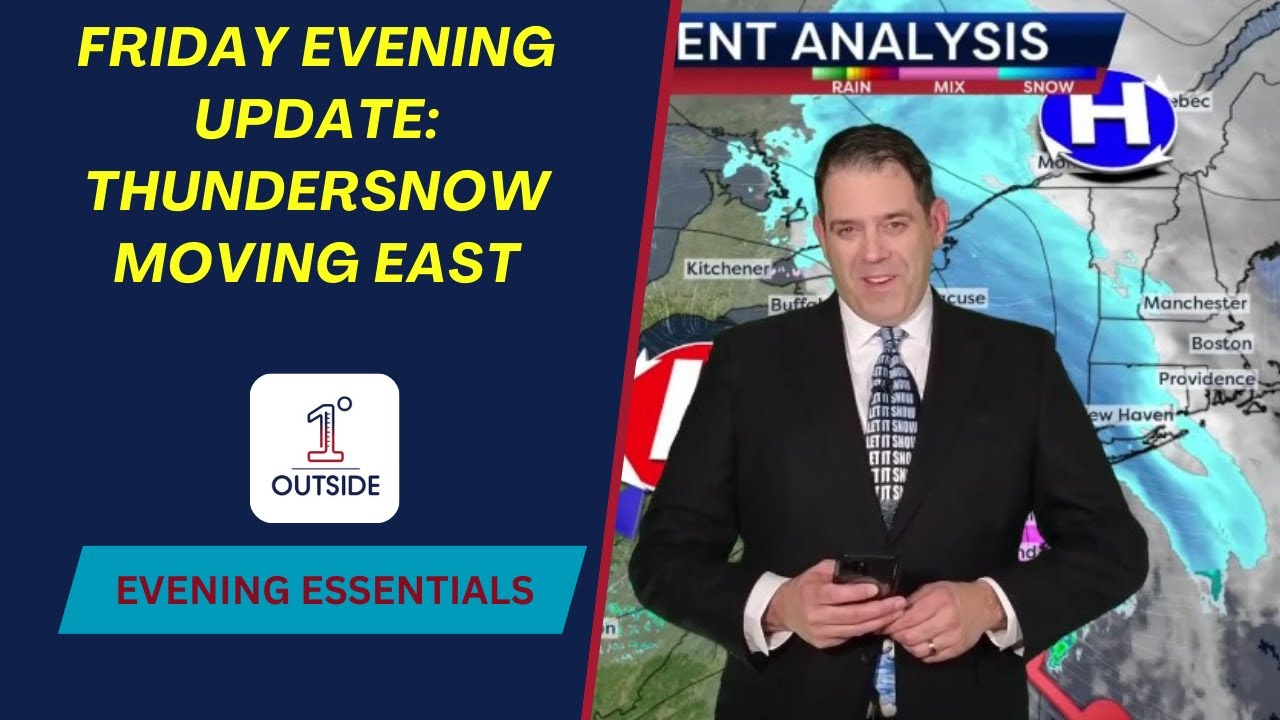 Основные события пятничного вечера: Снежная буря движется на восток, в сторону Новой Англии.