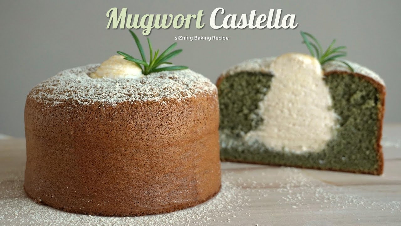 고소한 콩고물 크림이 쏙! '쑥 카스테라' 만들기 : Mugwort Castella with soybean-cream  recipe ｜siZning