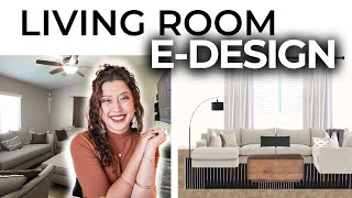 MODERN SCANDINAVIAN LIVING ROOM MAKEOVER | E-DESIGN | Neutral Decorating Ideas