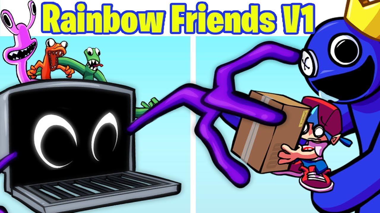 Rainbow Friends Blue V1 VS. Rainbow Friends Blue V2 (Roblox Rainbow Friends  Chapter 1/FNF Mod) 