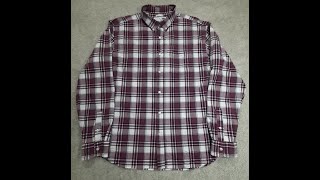 OLD NAVY Men's Button Up Shirt 2XL Regular Long Sleeve Maroon & White Plaid 0167