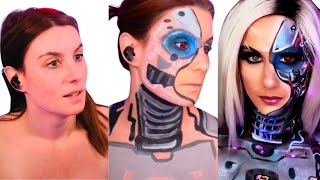 LED Light Up Cyborg Makeup Look