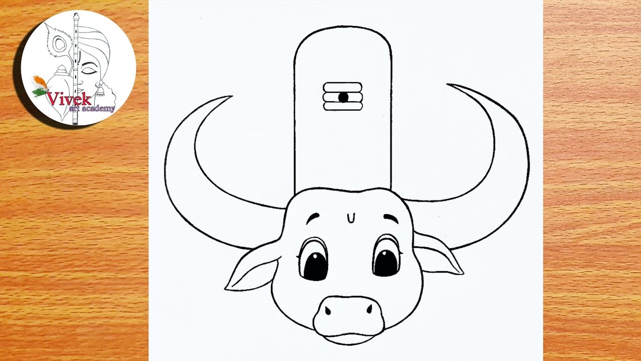 Nandi Bhagwan holding Shivling Drawing | Easy Drawing | Shivling Sketch Step by Step