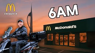 Delivering McDonald's at 6am in Portsmouth - Beautiful McMuffin Sunrise!