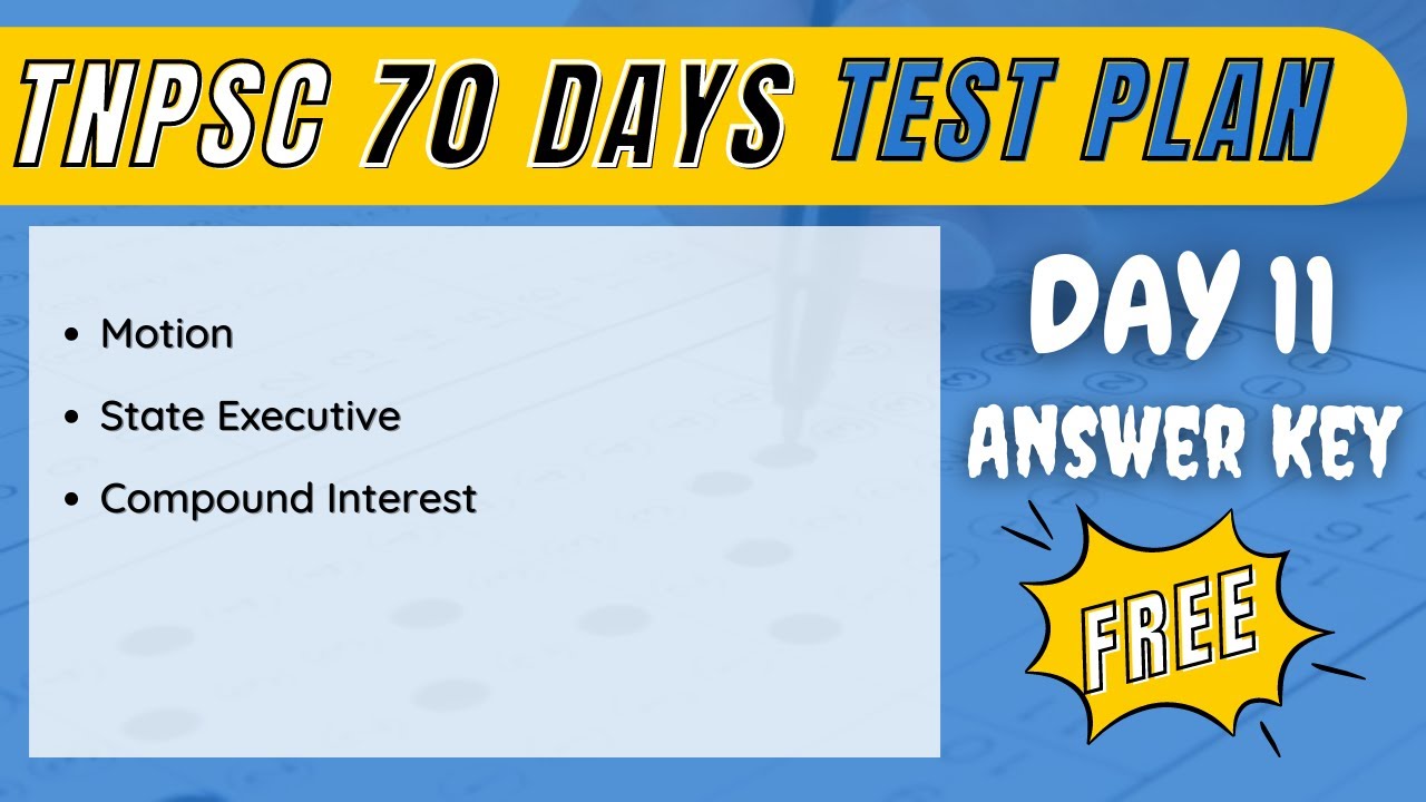 TNPSC 70 Days Free Test Plan batch Day 11 Answer Key Group 2/2a & 4