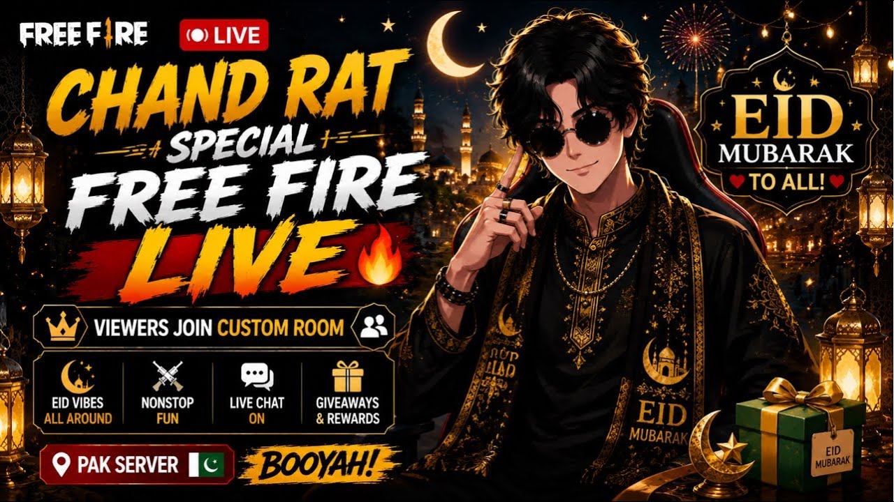 🌙 CHAND RAT SPECIAL FREE FIRE LIVE 🔥👑 VIEWERS JOIN CUSTOM ROOM🎉 + NONSTOP FUN📍 PAK SERVER #freefire