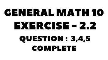 10th Class General Math, Chapter 2 , Exercise -2.2  Question 3,4,5  Complete