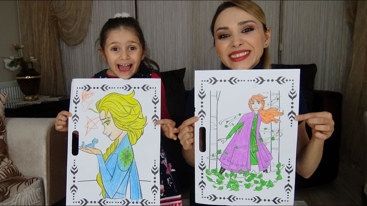 Annem Ile 3 Renk Karlar Ulkesi Elsa Anna Boyama Challenge 3 Marker Challenge Funny Kids Video Youtube