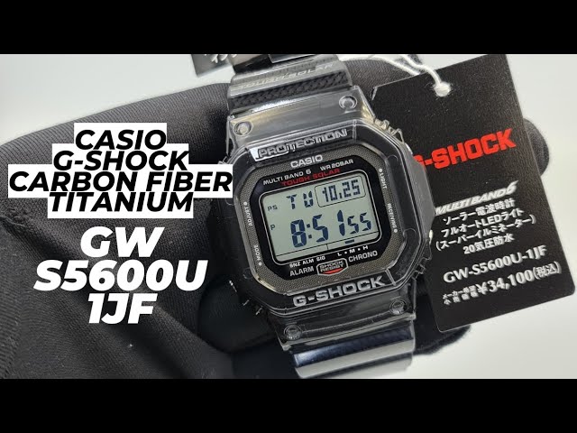[4K] Lightest G-Shock Square | Casio G-Shock Tough Solar Carbon Fiber  Titanium GW-S5600U-1JF