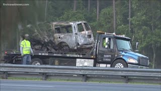 Fiery crash closes all lanes of I-95 southbound for hours on Friday