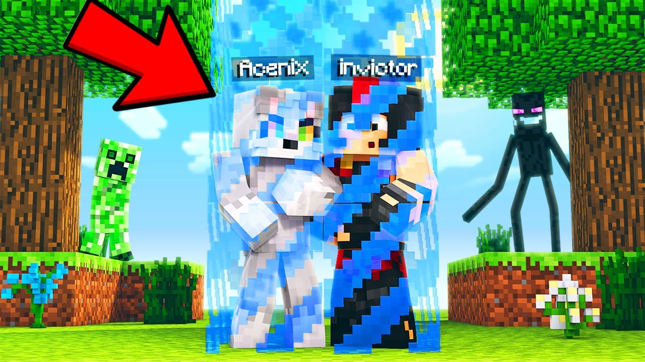 Minecraft PERO estamos ENCERRADOS en una BARRERA de 1 BLOQUE 😱😂 ROLEPLAY CON INVICTOR