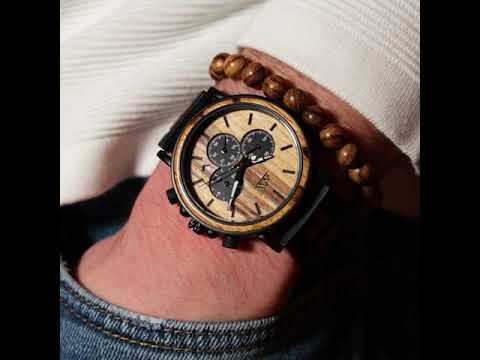 Vidéo : Montre en Bois Homme Cadran Noir - Zebra Marshal