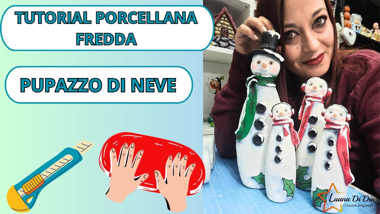 TUTORIAL pupazzo di neve in porcellana fredda