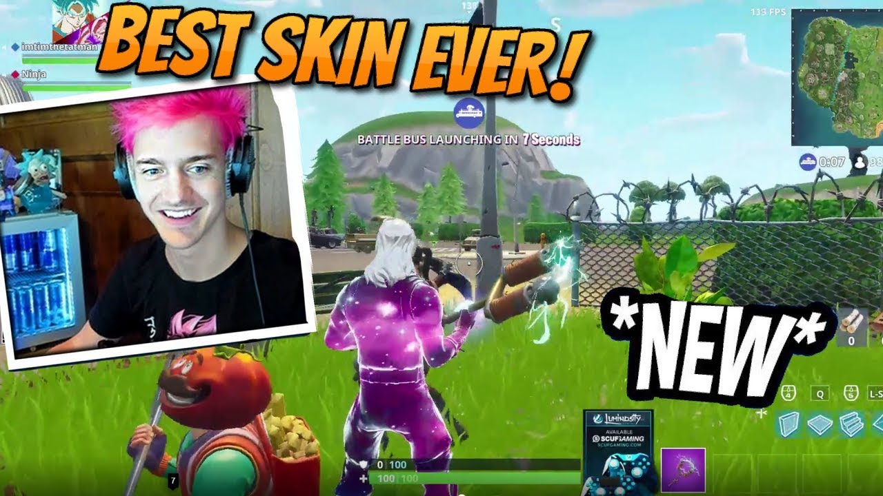 NINJA REACTS TO PLAYING WITH THE GALAXY SKIN! (Fortnite Stream Highlights)