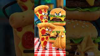Funny Cartoon Food Fight Hindi! 😂#FoodFight #SamosaVsPizza #BurgerLovers #DesiFood