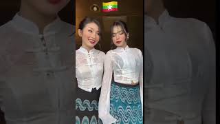 Traditional costumes of different countries(China🇨🇳Thailand🇹🇭Myanmar🇲🇲Cambodia🇰🇭)#myanmar