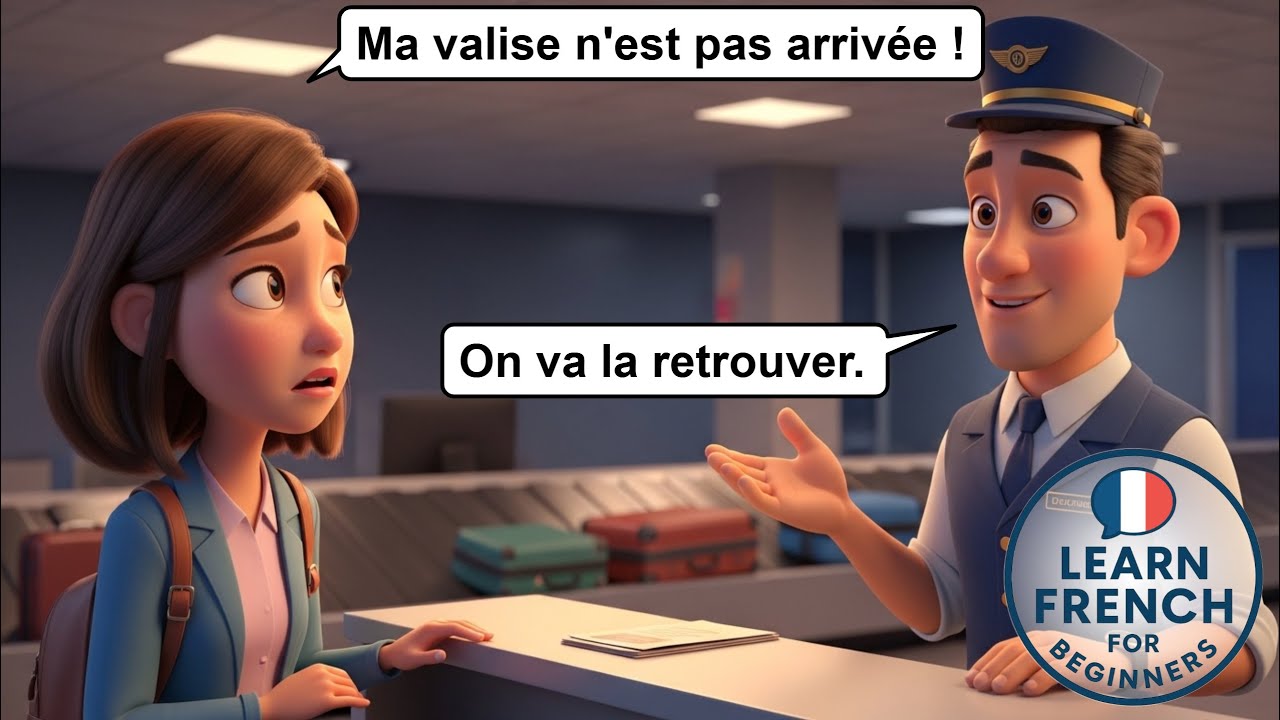 Bagage perdu à l'aéroport 🇫🇷 | Dialogue français A1 (Airport French for Beginners)