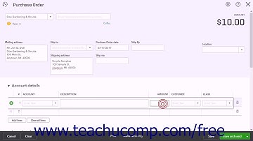 QuickBooks Online Plus 2017 Tutorial Creating a Purchase Order Intuit Training