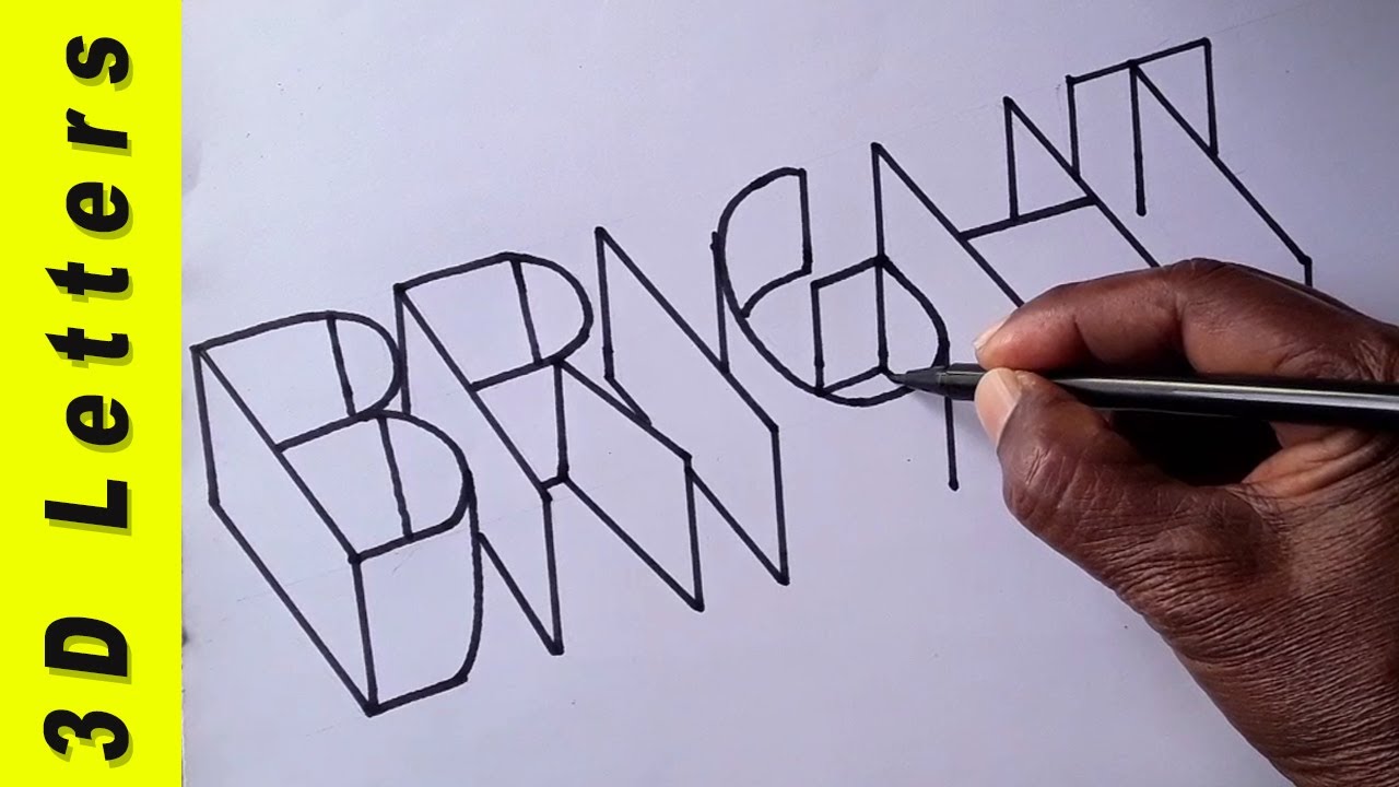 Pencil 3D Lettering Writing in English Bright Design Fonts - Drawing ...