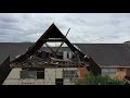 8-27-2020 Lake Charles, La Hurricane Laura knocks down huge radio tower crashing into home, drone