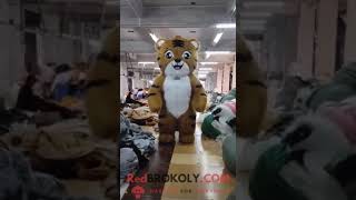 Redbrokoly Mascot Costume - A Large Baby Tiger Mascot Costume With Happy Face