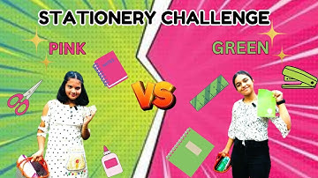 One Color Stationery Shopping Challenge | Green VS  Pink |#learnwithpriyanshi #shoppingchallenge