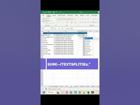 Comma separated values sum #excel #learntoearn #trendingshorts # ...