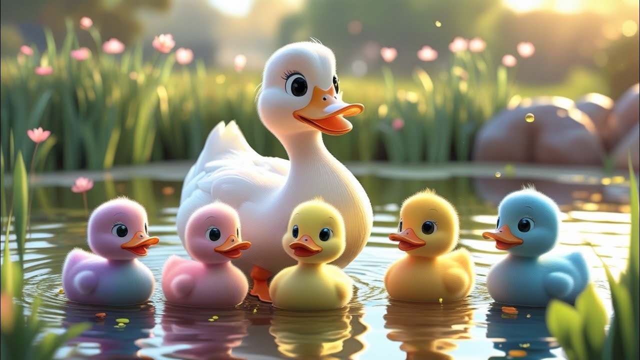 Пять маленьких утят плескались! | Милые утята наслаждаются! | Песенка для малышей
