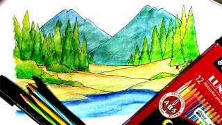 Cara Menggambar Pemandangan Gunung Dengan Mudah