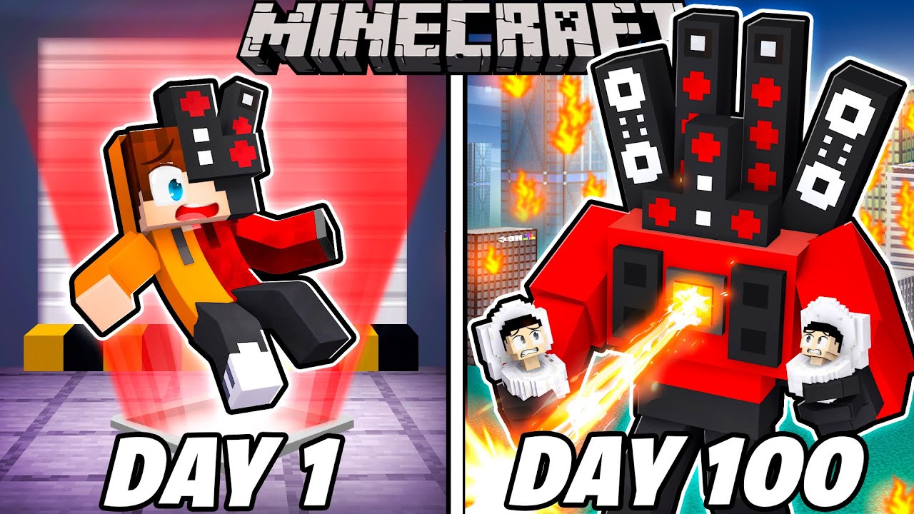 100 DAYS as TITAN SPEAKERMAN in Minecraft!