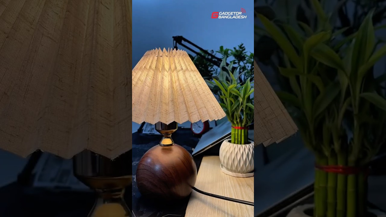 Premium Wooden Base Pleated Table Lamp