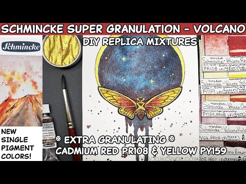 Schmincke Super Granulating VOLCANO Watercolor Set. RARE Yellow PY159 & Textural Cadmium Red PR108
